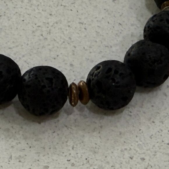 2 Basalt and Glass Beaded Bracelets Vintage - Picture 5 of 6